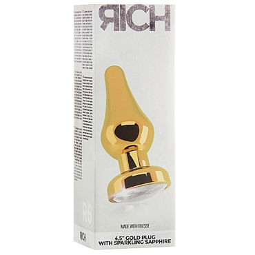 Shots toys Rich Gold Plug Clear Sapphire R6 - Анальная пробка со стразом - купить в секс шопе Shots toys Rich Gold Plug Clear Sapphire R6 - Анальная пробка со стразом - купить в секс шопе