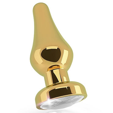 Shots toys Rich Gold Plug Clear Sapphire R6, Анальная пробка со стразом Shots toys Rich Gold Plug Clear Sapphire R6, Анальная пробка со стразом