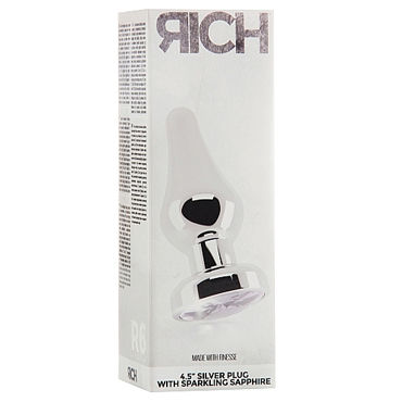 Shots toys Rich Silver Plug Clear Sapphire R6 - Анальная пробка со стразом - купить в секс шопе Shots toys Rich Silver Plug Clear Sapphire R6 - Анальная пробка со стразом - купить в секс шопе
