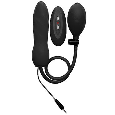 Ouch! Inflatable Vibrating Silicone Twist, черный, Расширяющийся анальный плаг Ouch! Inflatable Vibrating Silicone Twist, черный, Расширяющийся анальный плаг
