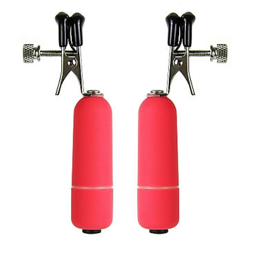Ouch! Vibrating Nipple Clamps, красные, Клипсы на соски с вибрацией Ouch! Vibrating Nipple Clamps, красные, Клипсы на соски с вибрацией