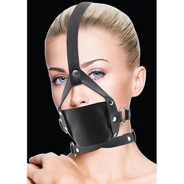 Ouch! Leather Mouth Gag, черный, БДСМ маска Ouch! Leather Mouth Gag, черный, БДСМ маска