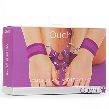 Ouch! Velcro Hand And Leg Cuffs, фиолетовый - Комплект для бандажа - купить в секс шопе Ouch! Velcro Hand And Leg Cuffs, фиолетовый - Комплект для бандажа - купить в секс шопе