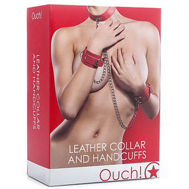 Ouch! Leather Collar and Handcuffs, красный - фото, отзывы Ouch! Leather Collar and Handcuffs, красный - фото, отзывы