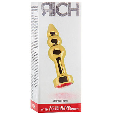 Shots Toys R7 Gold Plug Red Sapphire - Анальная пробка с кристаллом - купить в секс шопе Shots Toys R7 Gold Plug Red Sapphire - Анальная пробка с кристаллом - купить в секс шопе