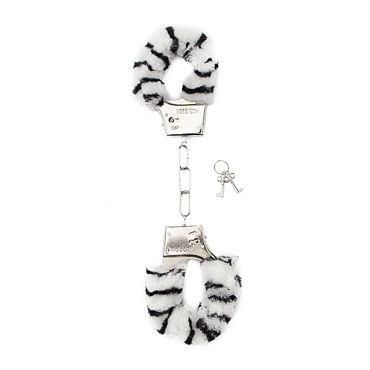 Shots Toys Furry Handcuffs Zebra, Металлические наручники с меховыми чехлами Shots Toys Furry Handcuffs Zebra, Металлические наручники с меховыми чехлами