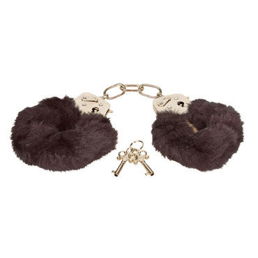 Eroflame Furry Love Cuffs, черные, Металлические наручники с мехом Eroflame Furry Love Cuffs, черные, Металлические наручники с мехом