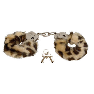 Eroflame Furry Love Cuffs, леопардовые, Металлические наручники с мехом Eroflame Furry Love Cuffs, леопардовые, Металлические наручники с мехом