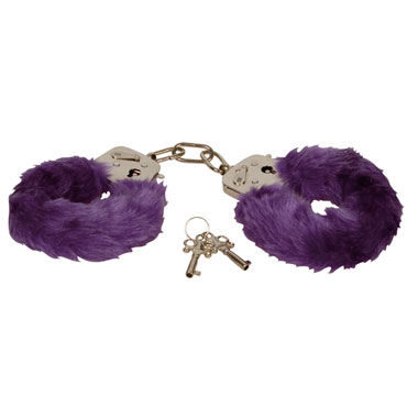 Eroflame Furry Love Cuffs, фиолетовые, Металлические наручники с мехом Eroflame Furry Love Cuffs, фиолетовые, Металлические наручники с мехом