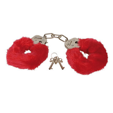 Eroflame Furry Love Cuffs, красные, Металлические наручники с мехом Eroflame Furry Love Cuffs, красные, Металлические наручники с мехом
