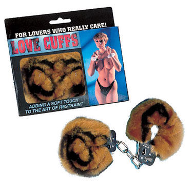 NMC Love Cuffs, тигровые, Металлические наручники с мехом NMC Love Cuffs, тигровые, Металлические наручники с мехом