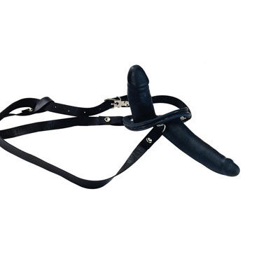 Supreme Nature Black Duo Prosthetic Medium, Женский двойной фаллопротез Supreme Nature Black Duo Prosthetic Medium, Женский двойной фаллопротез