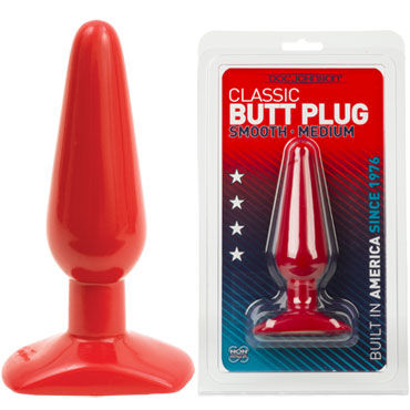 Doc Johnson Classic Butt Plugs, красная, Анальная пробка среднего размера Doc Johnson Classic Butt Plugs, красная, Анальная пробка среднего размера