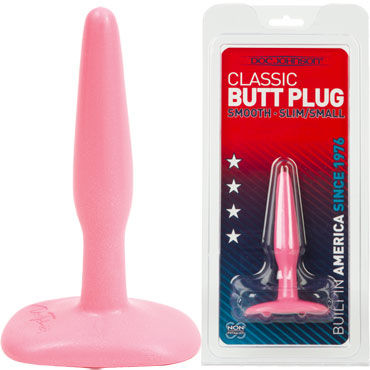 Doc Johnson Classic Butt Plugs, розовая, Анальная пробка маленького размера Doc Johnson Classic Butt Plugs, розовая, Анальная пробка маленького размера