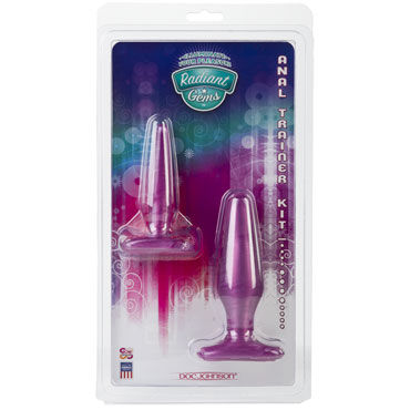 Doc Johnson Radiant Gems Anal Trainer Kit, фиолетовый - Две анальные пробки - купить в секс шопе Doc Johnson Radiant Gems Anal Trainer Kit, фиолетовый - Две анальные пробки - купить в секс шопе
