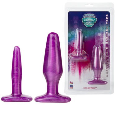 Doc Johnson Radiant Gems Anal Trainer Kit, фиолетовый, Две анальные пробки Doc Johnson Radiant Gems Anal Trainer Kit, фиолетовый, Две анальные пробки
