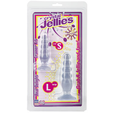 Doc Johnson Crystal Jellies Anal Trainer Kit, прозрачные - Две анальные ёлочки - купить в секс шопе Doc Johnson Crystal Jellies Anal Trainer Kit, прозрачные - Две анальные ёлочки - купить в секс шопе