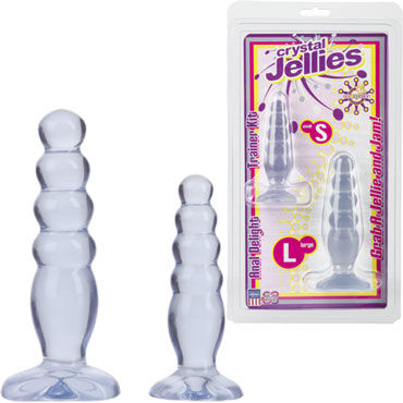 Doc Johnson Crystal Jellies Anal Trainer Kit, прозрачные, Две анальные ёлочки Doc Johnson Crystal Jellies Anal Trainer Kit, прозрачные, Две анальные ёлочки