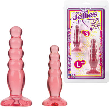 Doc Johnson Crystal Jellies Anal Trainer Kit, розовые, Две анальные ёлочки Doc Johnson Crystal Jellies Anal Trainer Kit, розовые, Две анальные ёлочки
