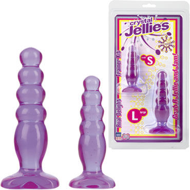 Doc Johnson Crystal Jellies Anal Trainer Kit, фиолетовые, Две анальные ёлочки Doc Johnson Crystal Jellies Anal Trainer Kit, фиолетовые, Две анальные ёлочки
