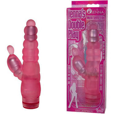 Doc Johnson Jennas Double Play, розовый, Клиторально-вагинальный вибратор Doc Johnson Jennas Double Play, розовый, Клиторально-вагинальный вибратор