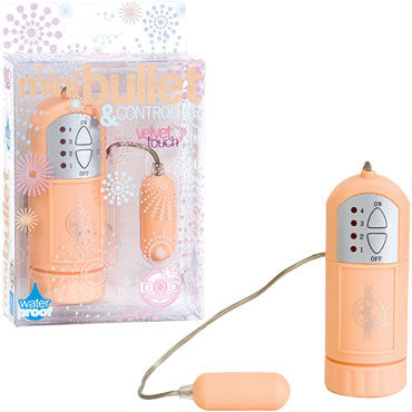 Doc Johnson Mini Bullet, персиковое, Водонепроницаемое вибро-яйцо Doc Johnson Mini Bullet, персиковое, Водонепроницаемое вибро-яйцо