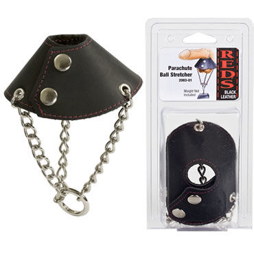 Doc Johnson Parachute Ball Stretcher, Кожанное кольцо для мошонки в форме парашюта Doc Johnson Parachute Ball Stretcher, Кожанное кольцо для мошонки в форме парашюта