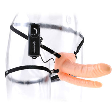 Pipedream Double Penetrator Vibrating Hollow, телесный - Анально-вагинальный страпон - купить в секс шопе Pipedream Double Penetrator Vibrating Hollow, телесный - Анально-вагинальный страпон - купить в секс шопе