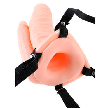 Pipedream Double Penetrator Vibrating Hollow, телесный, Анально-вагинальный страпон и другие товары Pipedream с фото Pipedream Double Penetrator Vibrating Hollow, телесный, Анально-вагинальный страпон и другие товары Pipedream с фото