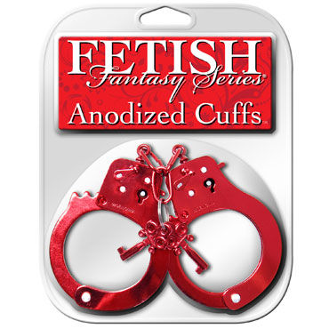 Pipedream Anodized Cuffs, красные, Металлические наручники Pipedream Anodized Cuffs, красные, Металлические наручники
