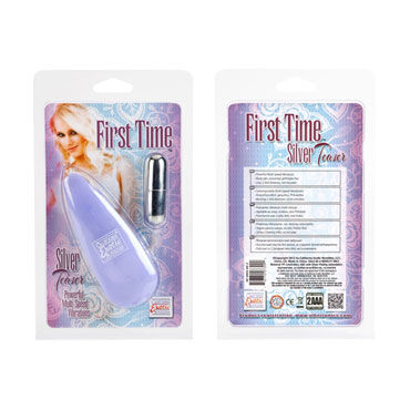 California Exotic First Time Satin Teaser, серебристое - Виброяйцо с мощной вибрацией - купить в секс шопе California Exotic First Time Satin Teaser, серебристое - Виброяйцо с мощной вибрацией - купить в секс шопе