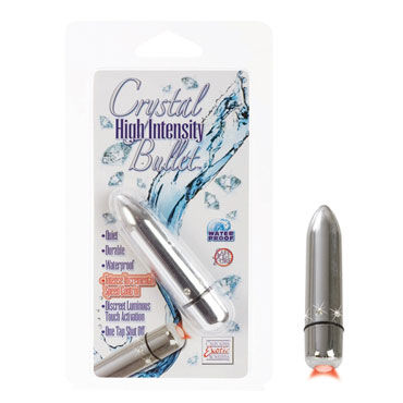 California Exotic Crystal High Intensity Bullets, серебристая, Вибропуля декорированная стразами California Exotic Crystal High Intensity Bullets, серебристая, Вибропуля декорированная стразами