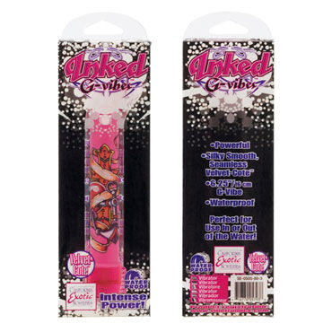 California Exotic Inked G Vibes, розовый - Вибратор с цветным картинкой-татуировкой - купить в секс шопе California Exotic Inked G Vibes, розовый - Вибратор с цветным картинкой-татуировкой - купить в секс шопе