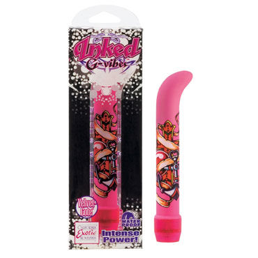 California Exotic Inked G Vibes, розовый, Вибратор с цветным картинкой-татуировкой California Exotic Inked G Vibes, розовый, Вибратор с цветным картинкой-татуировкой