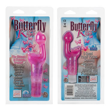 California Exotic Butterfly Kiss, розовый - Вибромассажер с вагинальным и клиторальным стимуляторами - купить в секс шопе California Exotic Butterfly Kiss, розовый - Вибромассажер с вагинальным и клиторальным стимуляторами - купить в секс шопе