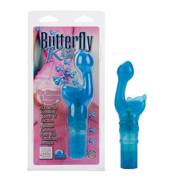 California Exotic Butterfly Kiss, синий, Вибромассажер с вагинальным и клиторальным стимуляторами California Exotic Butterfly Kiss, синий, Вибромассажер с вагинальным и клиторальным стимуляторами