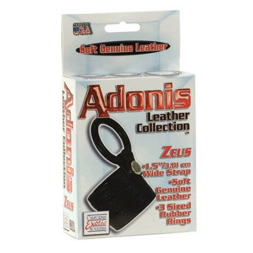 California Exotic Adonis Leather Collection - Сбруя на пенис с петлей для мошонки и три эрекционных кольца - купить в секс шопе California Exotic Adonis Leather Collection - Сбруя на пенис с петлей для мошонки и три эрекционных кольца - купить в секс шопе