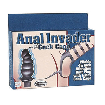 California Exotic Anal Invader with Cock Cage - Насадка на пенис с анальным вибратором - купить в секс шопе California Exotic Anal Invader with Cock Cage - Насадка на пенис с анальным вибратором - купить в секс шопе