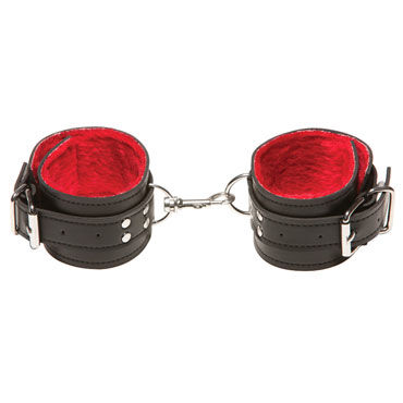 X-play Passion Fur Ancle Cuffs, красные, Кожаные поножи X-play Passion Fur Ancle Cuffs, красные, Кожаные поножи