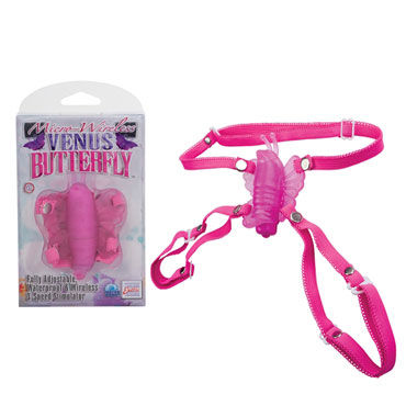 California Exotic Micro-Wireless Venus Butterfly, розовая, Вибро-бабочка на ремешках California Exotic Micro-Wireless Venus Butterfly, розовая, Вибро-бабочка на ремешках