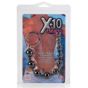California Exotic X-10 Beads, черная - Гибкая анальная цепочка - купить в секс шопе California Exotic X-10 Beads, черная - Гибкая анальная цепочка - купить в секс шопе