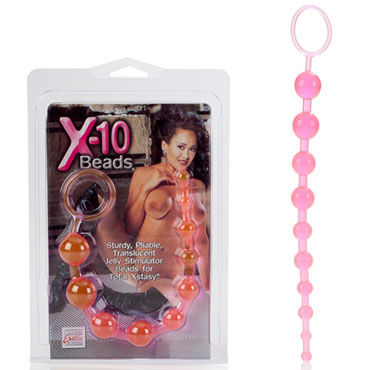 California Exotic X-10 Beads, розовая, Гибкая анальная цепочка California Exotic X-10 Beads, розовая, Гибкая анальная цепочка