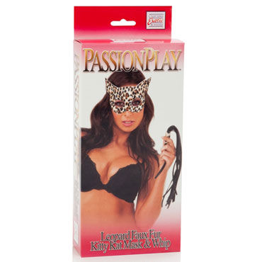 California Exotic Passion Play Kitty Kat Mask & Whip - Набор из леопардовых маски и плети - купить в секс шопе California Exotic Passion Play Kitty Kat Mask & Whip - Набор из леопардовых маски и плети - купить в секс шопе