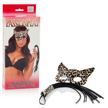 California Exotic Passion Play Kitty Kat Mask & Whip, Набор из леопардовых маски и плети California Exotic Passion Play Kitty Kat Mask & Whip, Набор из леопардовых маски и плети