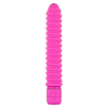 Toy Joy Funky Ribbed Vibe, темно-розовый, Вибратор со спиралевидным рельефом Toy Joy Funky Ribbed Vibe, темно-розовый, Вибратор со спиралевидным рельефом