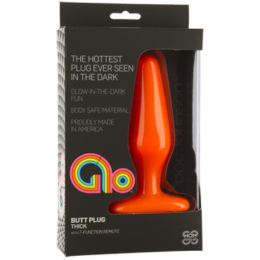 Doc Johnson GLO Vibrating Thick, оранжевая - Анальная пробка с вибрацией, светящаяся в темноте - купить в секс шопе Doc Johnson GLO Vibrating Thick, оранжевая - Анальная пробка с вибрацией, светящаяся в темноте - купить в секс шопе