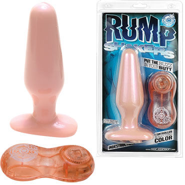 Doc Johnson Pump Shakers Medium, телесная, Анальная пробка с вибрацией Doc Johnson Pump Shakers Medium, телесная, Анальная пробка с вибрацией