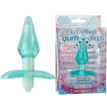 Doc Johnson Lil Vibro Gumdrops Smooth, голубая, Анальная пробка с вибрацией Doc Johnson Lil Vibro Gumdrops Smooth, голубая, Анальная пробка с вибрацией