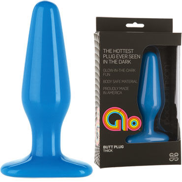 Doc Johnson GLO Thick, синяя, Анальная пробка, светящаяся в темноте Doc Johnson GLO Thick, синяя, Анальная пробка, светящаяся в темноте