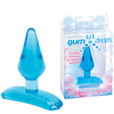 Doc Johnson Lil Gum Drops Smooth, голубая, Небольшая анальная пробка Doc Johnson Lil Gum Drops Smooth, голубая, Небольшая анальная пробка